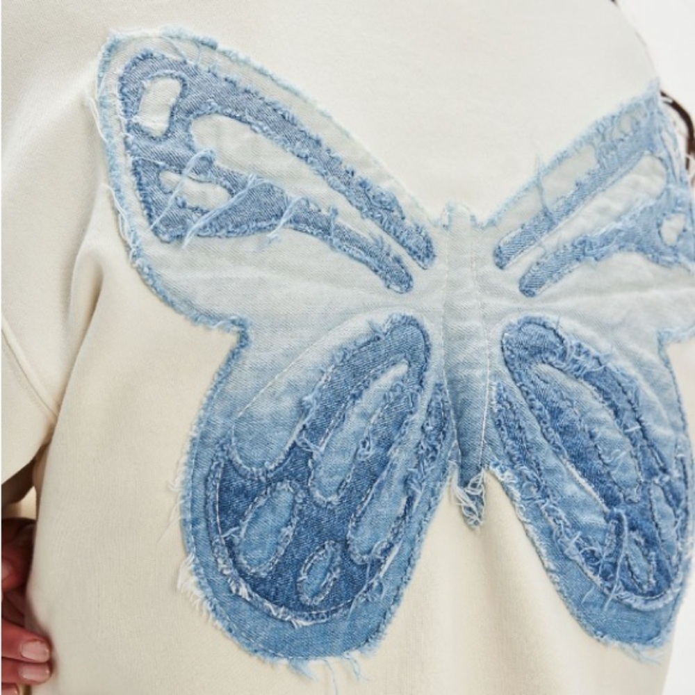 Tricia Fix Indigo Butterfly Crewneck Sweatshirt - Picture 3 of 6